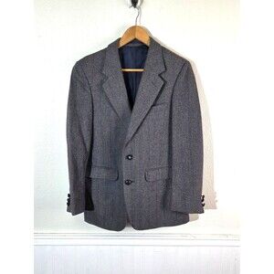 Vintage Egon Von Furstenberg Mens Wool Tweed Blazer 38R Gray Pinstripe Sport